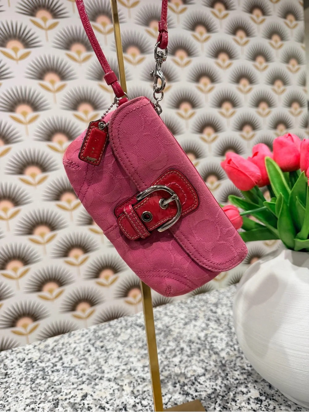 Coach Y2K  Signature-Print Wristlet with Buckle Accent